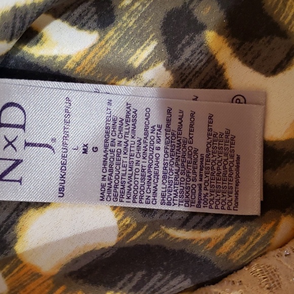 NYDJ Leopard Animal Print Button Front Long Sleeve Shirt Dress Size L - Picture 9 of 10